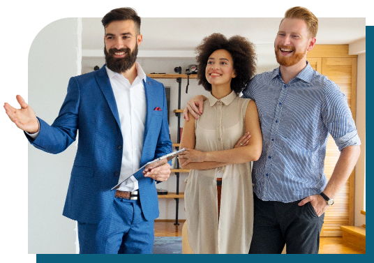 realtor showing a home to a prospective couple